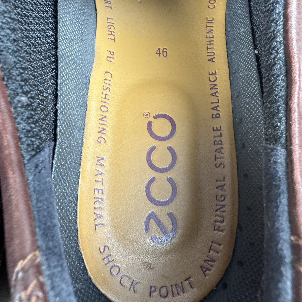Ecco Shoes Mens US 12/12.5 EU 46 Brown Leather Oxford Loafer Helsinki Lace Up - Picture 10 of 13